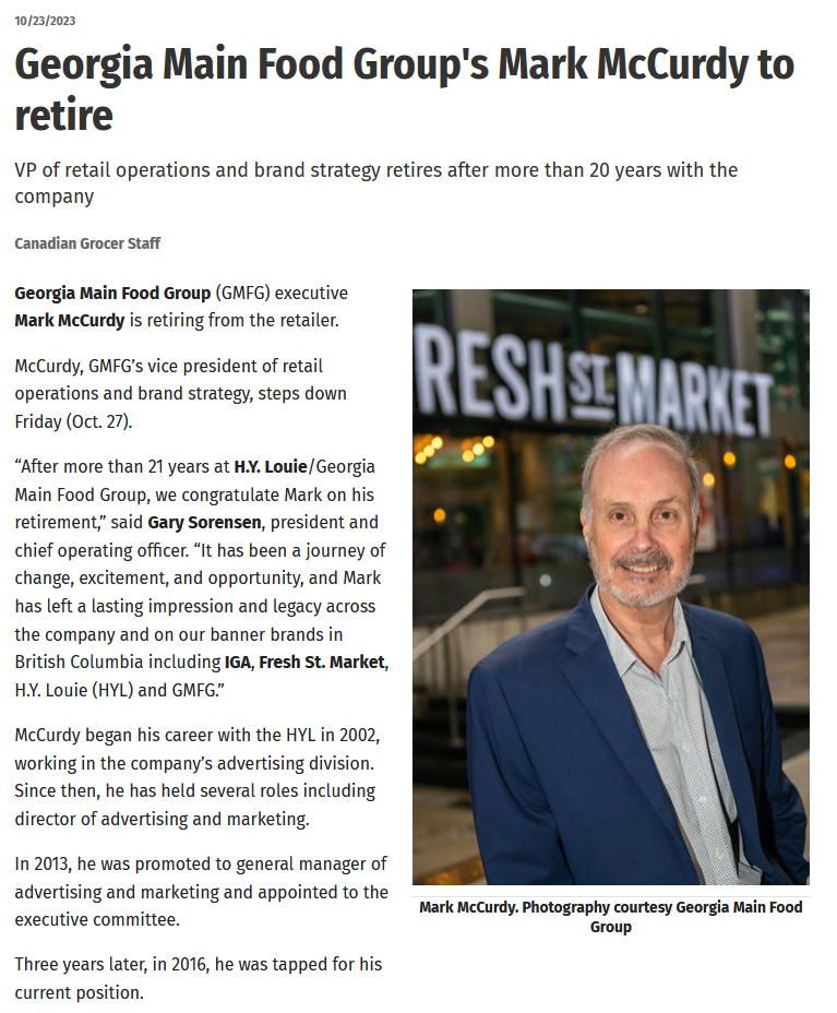 Canadian Grocer article